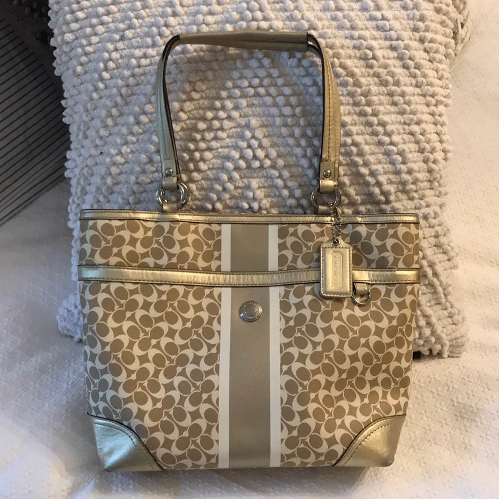 Gold Leather Coach Purse